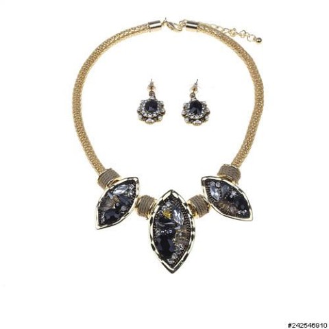 Necklace& Earr Set Black