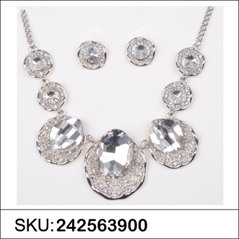 Necklace& Earr Set White