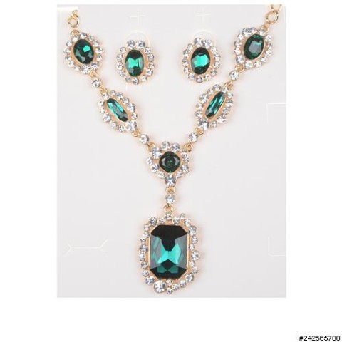 Necklace& Earr Set Green