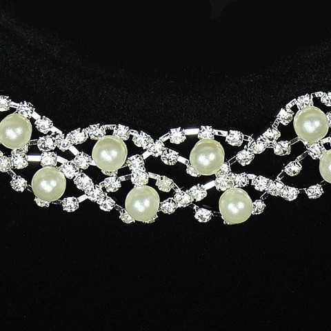 Rhinestone & Faux Pearl Evening Necklace Set