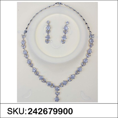 Necklace& Earr Set White