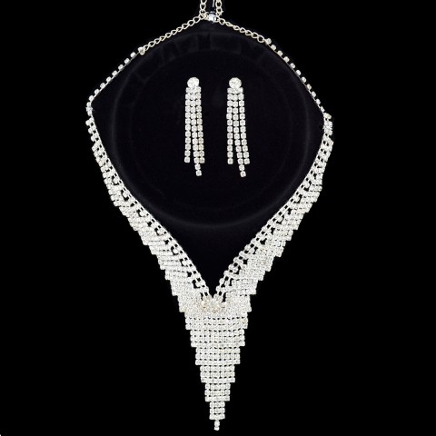 Rhinestone Evening Necklace Set