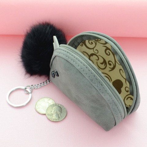 Mini Wallet Rabbit Fur Coin Purse Bag Charm