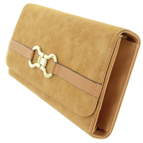 Buckle Fuax Leather Wallet On Chain