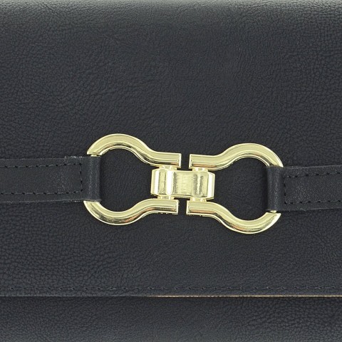 Buckle Fuax Leather Wallet On Chain