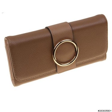 Polished Ring Textured Faux Leather Wallet