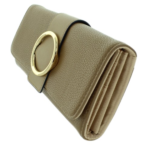 Polished Ring Textured Faux Leather Wallet