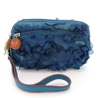 Floral Triple Compartment Wristlet Change Purse