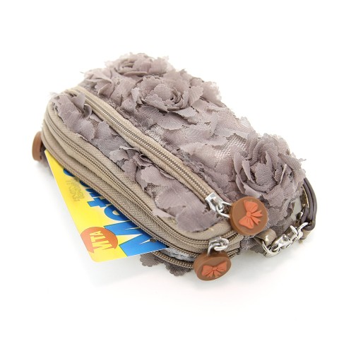 Floral Triple Compartment Wristlet Change Purse