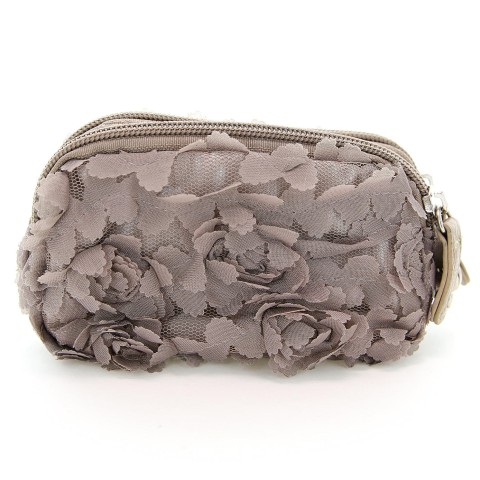 Floral Triple Compartment Wristlet Change Purse