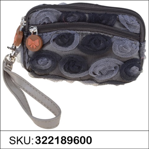 Floral Triple Compartment Wristlet Change Purse