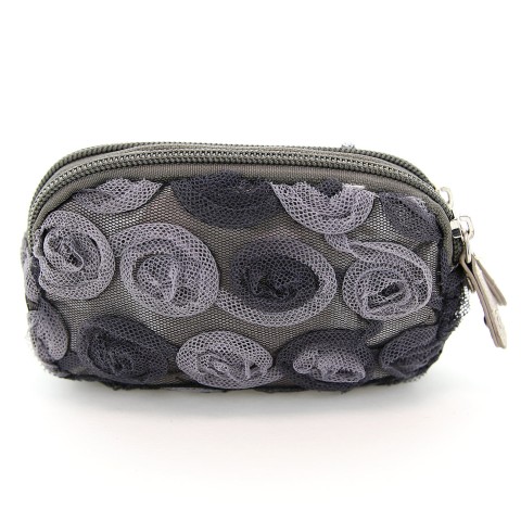 Floral Triple Compartment Wristlet Change Purse