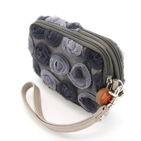 Floral Triple Compartment Wristlet Change Purse