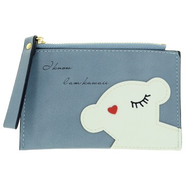 Kawaii Bear Faux Leather Zip Card Case