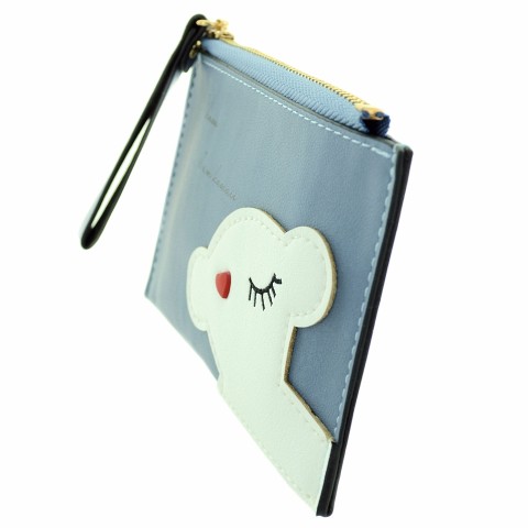 Kawaii Bear Faux Leather Zip Card Case