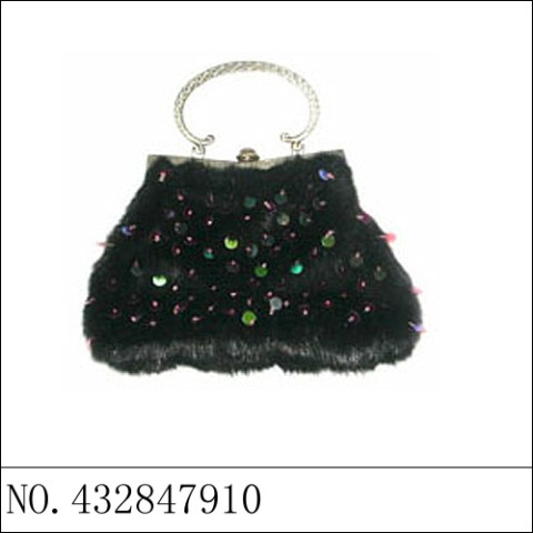 Faux Fur Sequin Embroidery Clutch