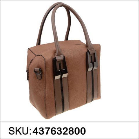 Strip Medium Faux Leather Satchel