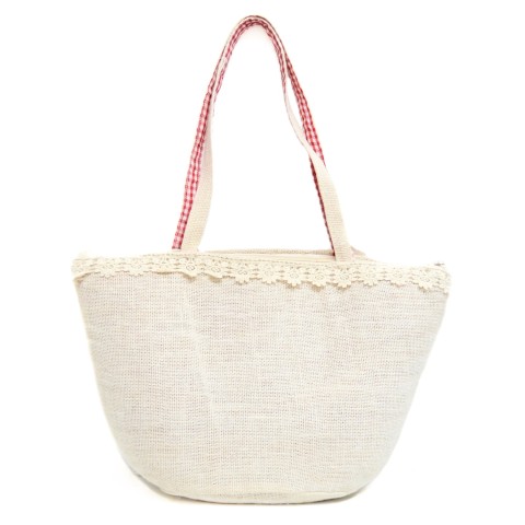 Cherry Embroidered Straw Tote