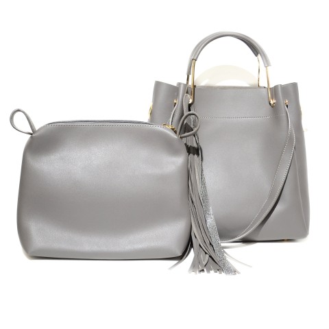 Removable Pouch Faux Leather Satchel