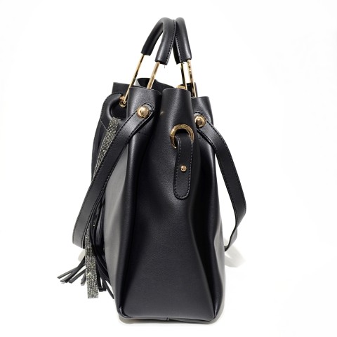 Removable Pouch Faux Leather Satchel