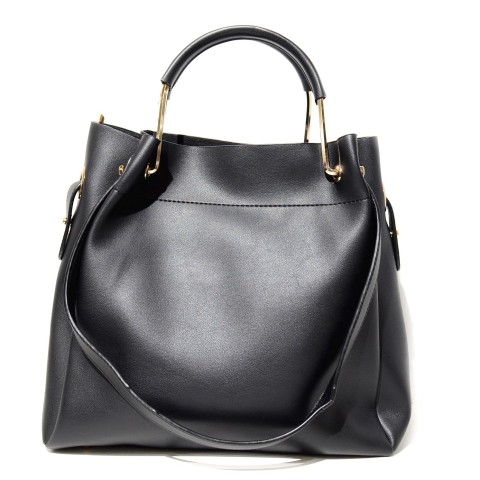 Removable Pouch Faux Leather Satchel