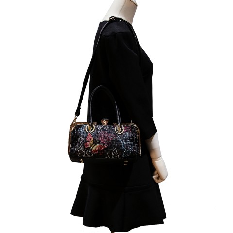 Top Carry Handles Buttrtfly Crystal Woven Bag