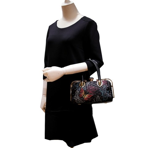 Top Carry Handles Buttrtfly Crystal Woven Bag