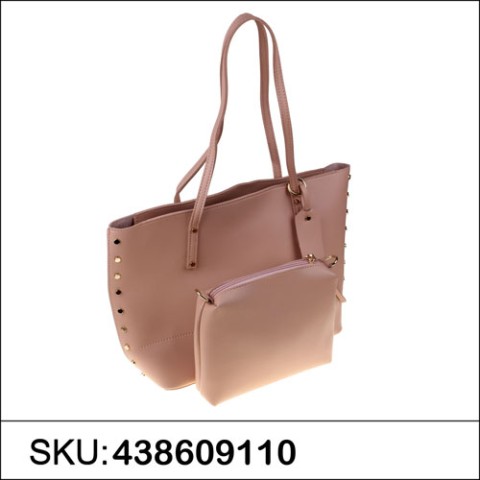 Studded Shopping Tote with Pouch