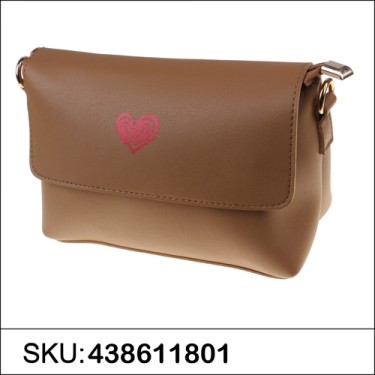 Love Heart Faux Leather Crossbody Bag