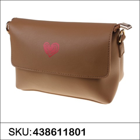 Love Heart Faux Leather Crossbody Bag