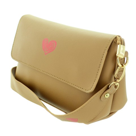 Love Heart Faux Leather Crossbody Bag