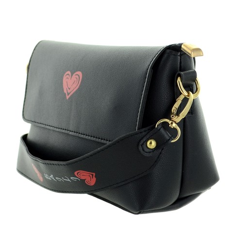 Love Heart Faux Leather Crossbody Bag