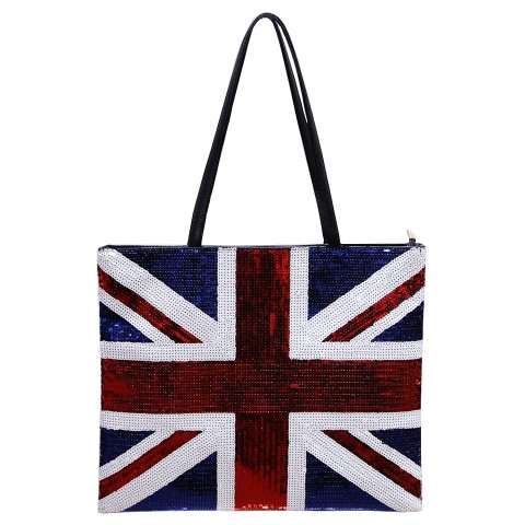 Over-the-shoulder Flag Sequin Tote