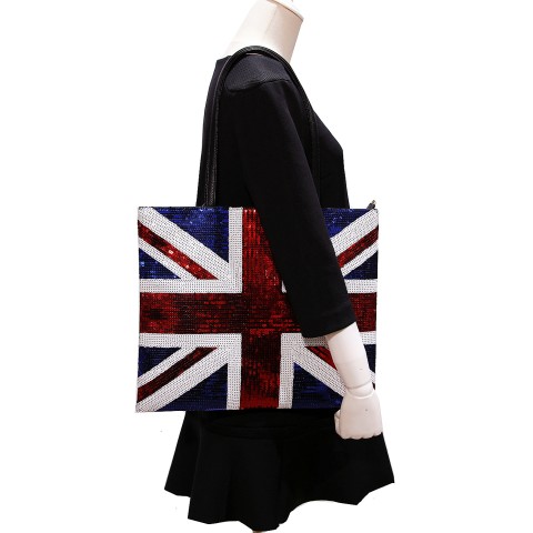 Over-the-shoulder Flag Sequin Tote