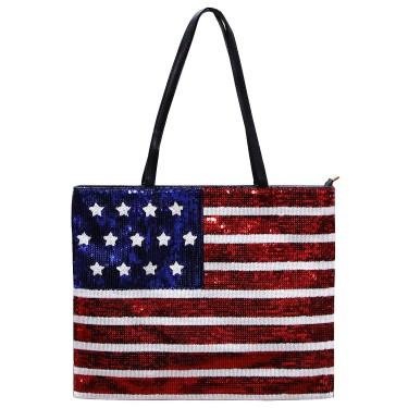 Over-the-shoulder Flag Sequin Tote