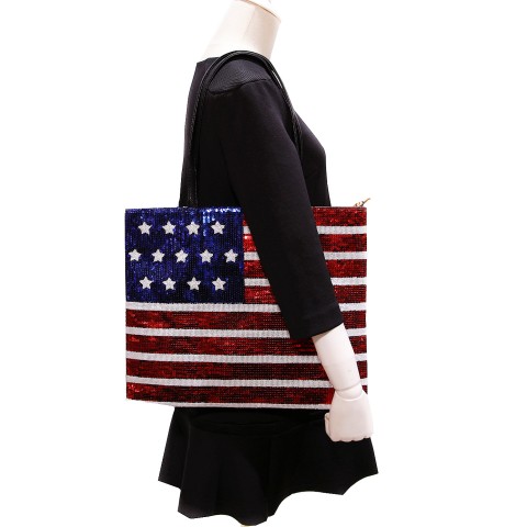 Over-the-shoulder Flag Sequin Tote