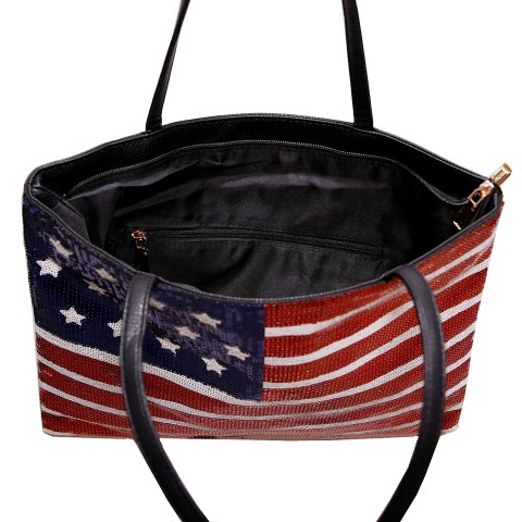 Over-the-shoulder Flag Sequin Tote