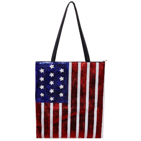 Over-the-shoulder Flag Sequin Tote