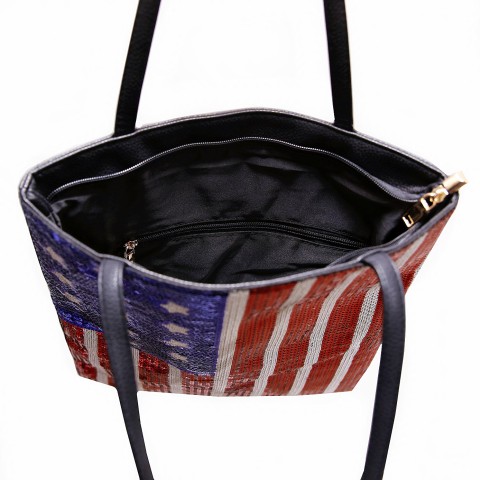 Over-the-shoulder Flag Sequin Tote