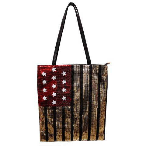 Over-the-shoulder Flag Sequin Tote