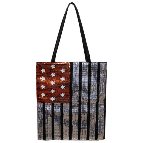 Over-the-shoulder Flag Sequin Tote