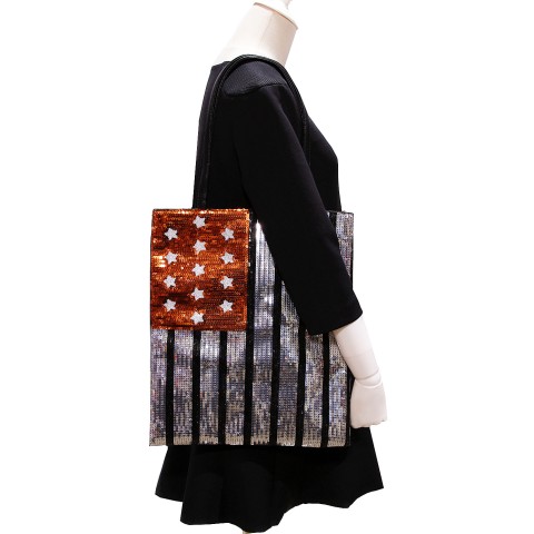 Over-the-shoulder Flag Sequin Tote