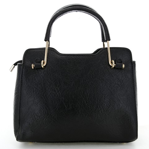 Crystal Studded Top Handle Faux Leather Satchel