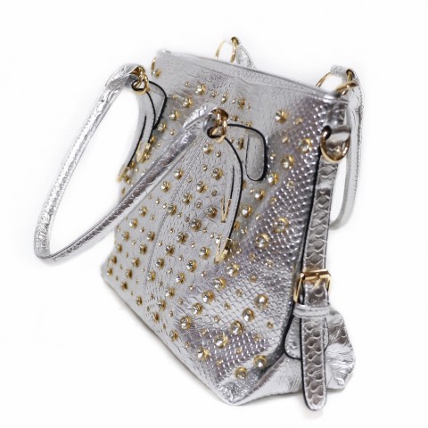 Metallic Crystal Rhinestone Studded Purse Bag