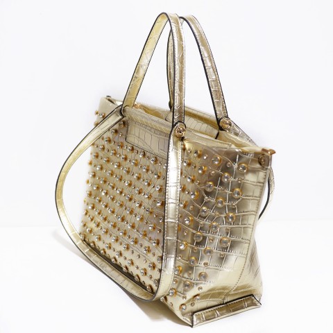 Metallic Crystal Rhinestone Studded Purse Bag