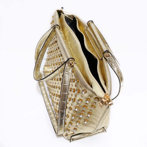 Metallic Crystal Rhinestone Studded Purse Bag