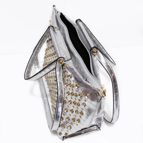 Metallic Crystal Rhinestone Studded Purse Bag