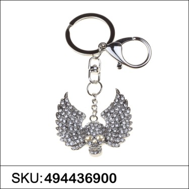 Crystal Flying Skull Bag Charm