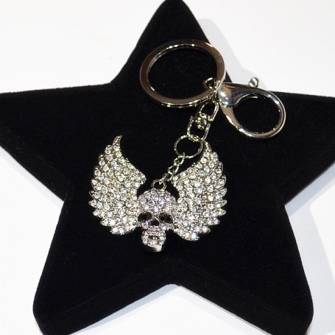 Crystal Flying Skull Bag Charm