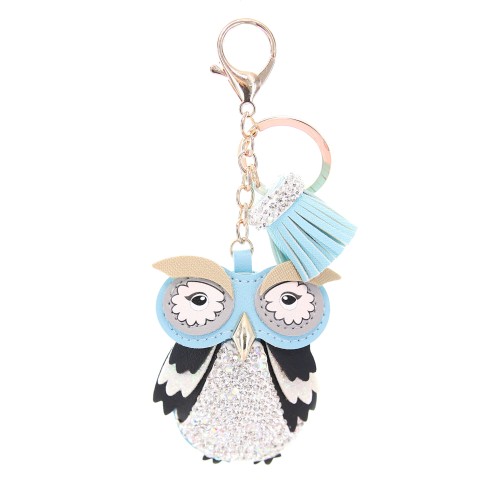 Glitter Crystal Owl Key Chain With Tassel